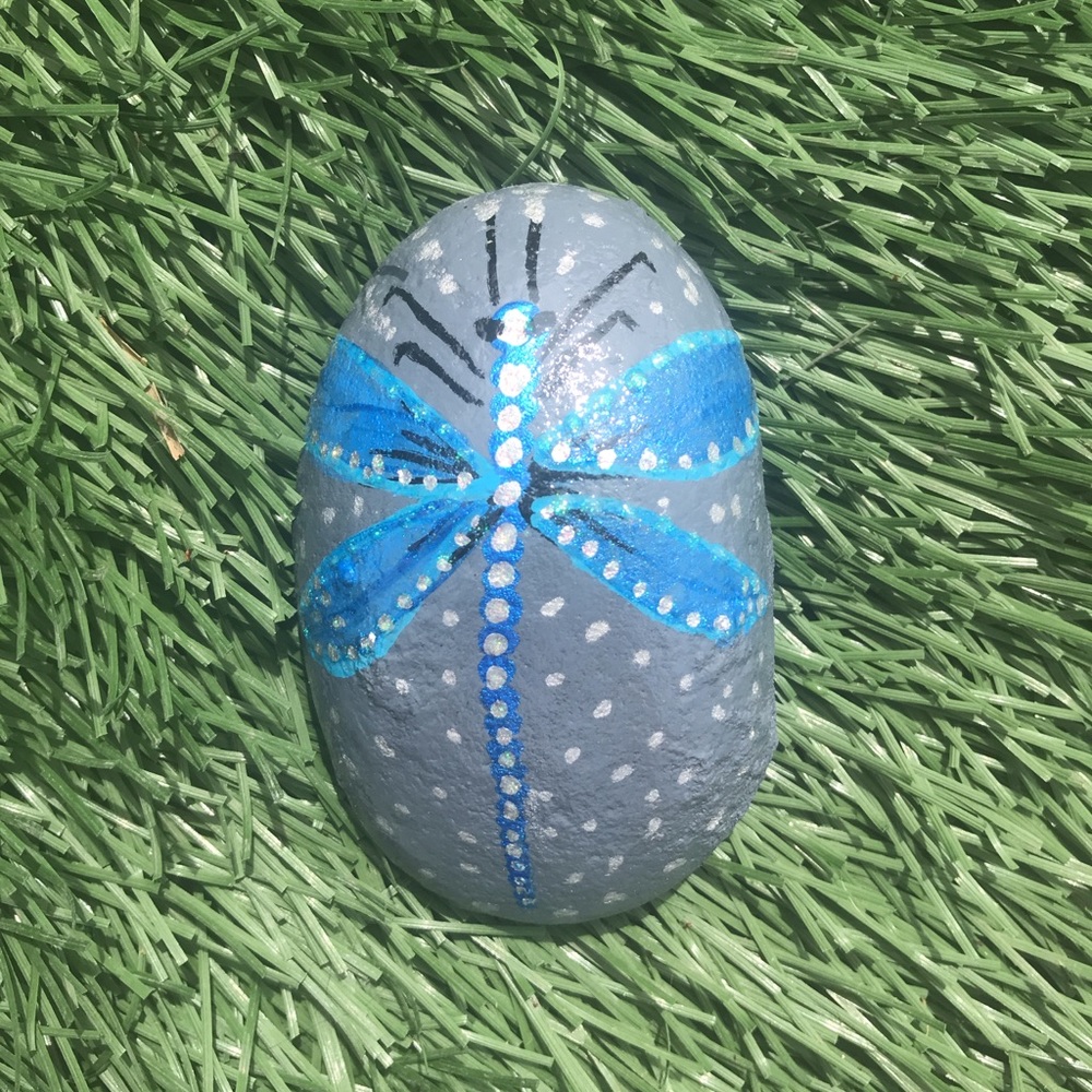 Handpainted Dragonfly rock home decor